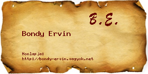 Bondy Ervin névjegykártya