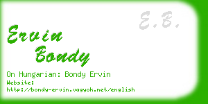 ervin bondy business card